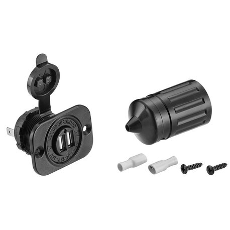 USB-kontakt med dubbla utgångar 12V-24V USB-kontakt med dubbla utgångar 12V-24V